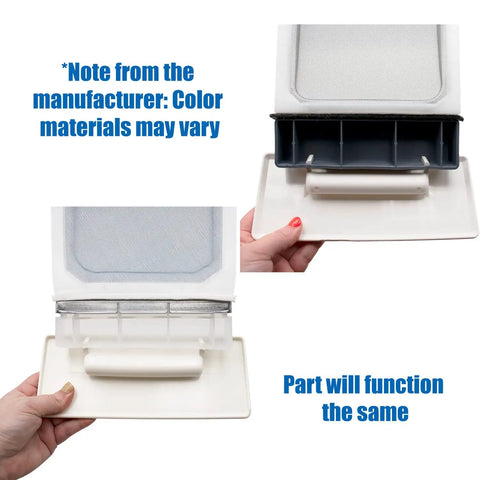 Front Load Clothes Dryer Lint Screen Filter Replacement Model Specific Fit For W10717210 And W11607443 Not Universal No Hassle Easy Install Durable Build Perfect For Home Laundry Keeps Lint Out And Dryer Running Smooth shown in two color variants with white handle.