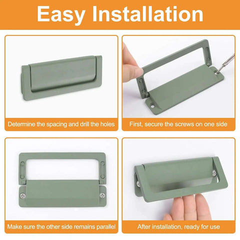 Easy installation steps for Aluminum Cabinet Pull Handles Set Of Two Flush Ring Hidden Drawer Pulls For Cabinets And Closets Green Finish