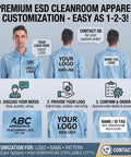 Premium ESD cleanroom apparel customization guide for Women Anti Static Esd Cleanroom Uniform Jacket And Pants Set.
