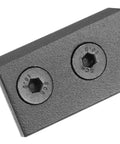 Black Sliding Barn Door Track Connector Kit Sturdy Metal Hardware For No Hassle Installation Detail View of Angled Connector Plate