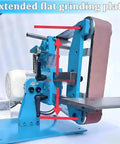 Pro 750W Brushless Belt Sander Machine With Adjustable Speed Up To 6500 RPM Dual-Use Bench Polisher showing extended flat grinding plate.