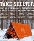 Survival Tent For Two Packable Emergency Shelter Made From Thick Mylar Space Blanket Reflective Heat Waterproof Camo Tube Tent Go To Backcountry Gear That Keeps You Warm In The Cold setup in snowy forest