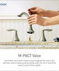 Hands adjusting Rough In Water Valve With Drain Assembly For Widespread Bathroom Faucets Half Inch IPS MPact Compatible Faucet Valve System