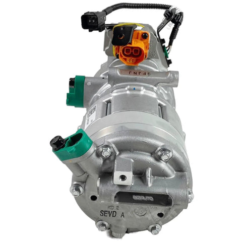 A/C Compressor Replacement Built Tough For Quick Climate Control Fixes On Hyundai Ioniq Electric Rides From 2017 To 2019 close-up showing connectors and mounting points.