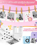 5 Rolls Kids Instant Print Paper Refill For Kids Cameras, Thermal Paper 55x25mm, 180 Sheets With Cute Stickers, Scratch Resistant And BPA Free, Fits Most Instant Print Cameras For Kids, Easy Load And Long Lasting Fun. Compatible with multiple kids printing cameras and photo rolls.