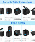 Instructions for assembling and folding Portable Toilet for Adults Foldable Camping Toilet With Lid and Paper Holder.