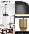 Farmhouse Pendant Lights Set, 2-Piece Adjustable Hanging Fixtures With Hammered Metal Shades over dining table