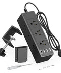 Desk Clamp Power Strip With USB C PD, 9 Outlets And 4 USB Ports, 13-In-One Charging Station with mounting bracket and screws.