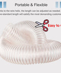 Rock Solid Flexible Workshop Dust Collection Hose For Shop Vacuums And Woodworking Gear, flexible clear tube, adjustable length, easy to cut.