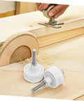 Rock Solid 2 Pack Heavy Duty Closet Door Roller Guides with Durable Plastic Wheels being installed on wooden surface