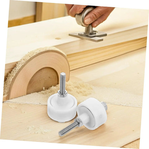 Rock Solid 2 Pack Heavy Duty Closet Door Roller Guides with Durable Plastic Wheels being installed on wooden surface