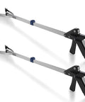 32 Inch Reacher Grabber Tool Set 2 Pack Lightweight Durable Folding Claw Extends Arm Reach For Indoor And Outdoor Grabbing Mobility Aid And Trash Picker Upper Tool No Ladder Needed Easy Reach For Hard To Reach Items, shown extended with ergonomic handles