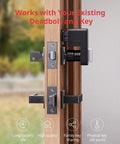 Bluetooth Keyless Smart Lock For Front Door With Easy Install, fits standard doors, works with existing deadbolt and key.