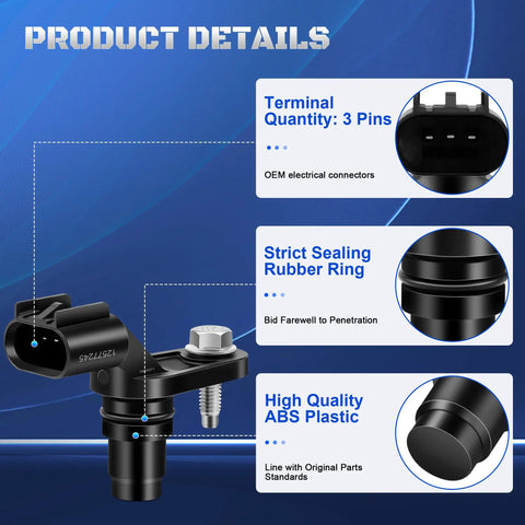 Two Camshaft Position Sensors Set For GM Rides Including Equinox Malibu Cobalt HHR Terrain Lacrosse Verano G5 G6 Solstice Saturn Ion Sky Vue 2131690 12577245 917720 Replacement Sensor, 3-pin ABS plastic