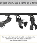 Vintage Industrial Track Light Head For Home And Retail, 5W GU10 LED, 3000K Warm White, H Type, black finish, installed view