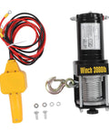 Heavy Duty 3000lb Electric Winch Kit With Steel Cable And Remote For Atv Utv Off Road Adventure Super Strong Copper Core Motor, winch and controller setup.