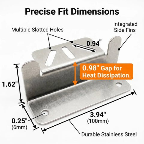 Heavy Hitter Solar Panel Z Bracket Mounts 16 Pack Thick Reinforced Stainless Steel with precise fit dimensions for RV setup.