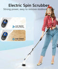 Electric Spin Scrubber Cordless With Full Body IPX7 Waterproof Design shown with LCD display and adjustable handle in use