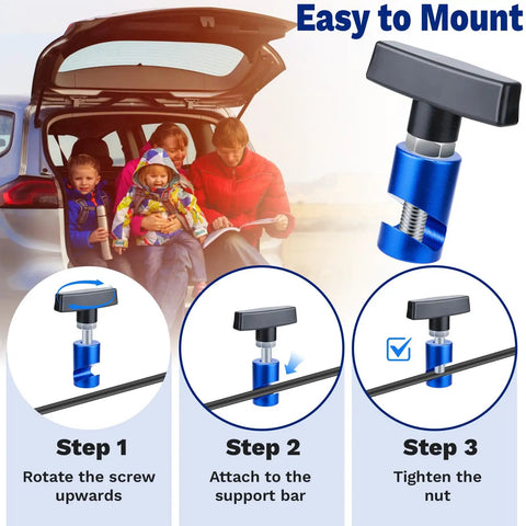 Detailed steps for easy mounting of Heavy Duty Aluminum Alloy Car Hood Prop Strut Clamps for secure vehicle bonnet support.