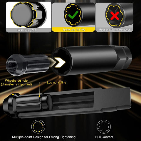 Heavy Duty Must Have Locking Lug Nut Master Key Set 16 Piece For Spline And Star Style Lug Nuts CR MO Steel Diagram