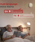 Hardwired Smoke And Carbon Monoxide Alarm With Battery Backup Smart Dual Sensor Guard showing dual-language voice alerts feature.