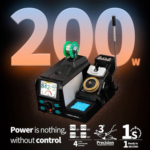 200W Micro Soldering Kit with Pro Grade Precision Iron Station and digital display, ideal for PCB repairs.