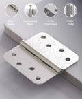 Image of a 4 Inch Door Hinges 3 Pack Brushed Nickel Satin Finish Five Eighth Inch Radius Corners Heavy Duty 4x4 with water droplets.