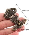 Five Piece Set Of Retro Antique Bronze Heart Shaped Box Hasp Lock Latches Featuring Tough As Nails Zinc Alloy Construction And Smooth Brass Plating To Keep Your Jewelry Boxes Solid And Fade Free Always, 63mm by 47mm.