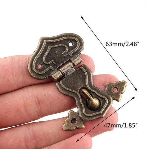 Five Piece Set Of Retro Antique Bronze Heart Shaped Box Hasp Lock Latches Featuring Tough As Nails Zinc Alloy Construction And Smooth Brass Plating To Keep Your Jewelry Boxes Solid And Fade Free Always, 63mm by 47mm.