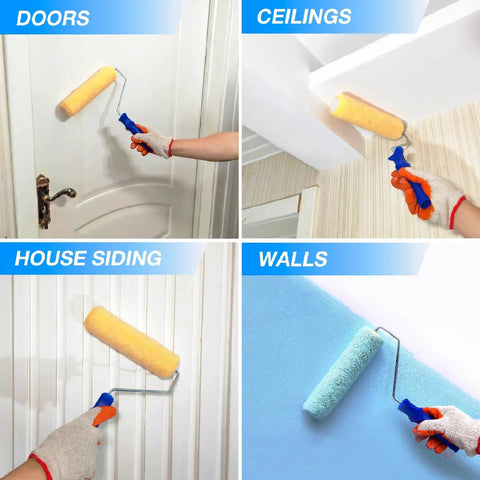 18 Piece 9 Inch Paint Roller Covers Kit With Dense Three Eighth Inch Nap For Semi Smooth To Textured Surfaces Durable Polyester Fibers