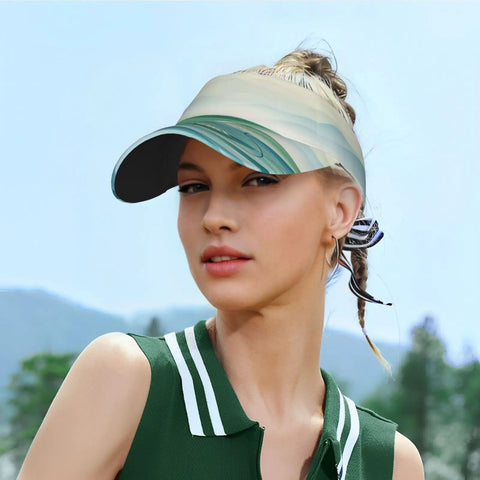 All Day Sun Shield Dragon Boat Festival Print UV Visor Hat With Curved Brim UPF Protection shown on a model outdoors