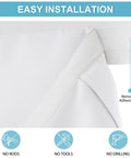 Close-up of Easy Install French Door Curtain For Double Doors Thermal Insulated Light Blocking Tie Up Shades Energy Efficient 26 By 40 Inches In Pure White 1 Panel With No Drill Adhesive Straps showing adhesive strap.