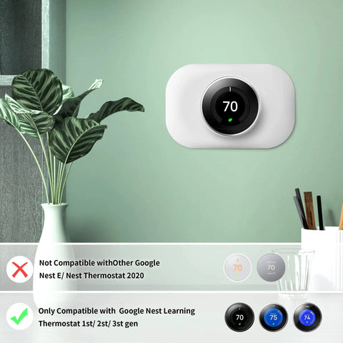 Thermostat Wall Plate Cover And Trim Kit For First, Second, And Third Gen Smart Thermostats, Snow Finish, Easy Install, mounted on wall