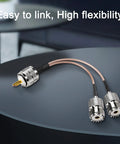 UHF Male To Dual UHF Female Splitter Cable PL 259 To SO239 Coax RG316 For Ham Radio Gear, displayed on a dark surface