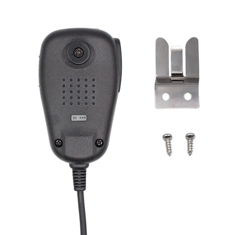 Back view of Six Pin DTMF Mic For Yaesu Radios MH-48A6J with belt clip and screws, compatible with FT series radios