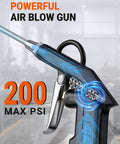 Heavy Duty Industrial Air Blow Gun With One Steel Extension Tube For Tight Squeeze Spots All Metal Construction uses a quarter inch NPT quick connect.