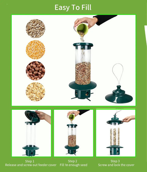 Built Tough Squirrel Proof Bird Feeder With 4.8 Pounds Large Capacity And Weight Activated Mechanism Chew Proof Metal Construction