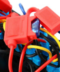 Close-up of wiring and fuse connector in Waterproof 8 Gang Rocker Switch Panel With Digital Voltmeter Dual USB Charger 12V Cigarette