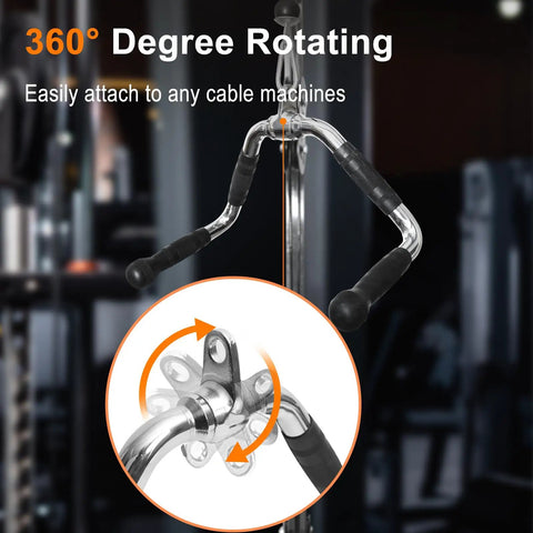 Pro Grade Lat Pulldown Bar Attachment For Strength Training And Tricep Workouts Heavy Duty Rotating Swivel Lat Bar detail view