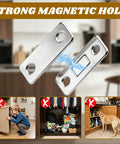 No Drill Magnetic Cabinet Door Catch Set with heavy duty stainless steel latches, showing strong magnetic hold in a kitchen setup