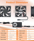 Keep Your Rig Chill With This 80Mm Adjustable Computer Cooling Fan Featuring Multi Voltage AC Plug And Quick Twist Control Knob For Gaming PCs Modems Cabinets Terrariums And Greenhouses dimensions with size details