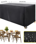 Built To Last Heavy Duty Outdoor Table Cover With UV Protection And Waterproof Weatherproof Shield 90.55 Inch Size, shown on wooden table set.