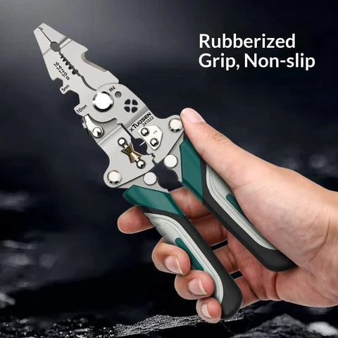 10-In-1 Wire Strippers And Automatic Self-Adjusting Wire Stripper Tool With Cutting Crimping Gripping And Twisting Functions For 8 To 16 AWG Electrical Wiring Pro Grade Heavy Duty Multi Tool Pliers For DIYers And Pros, rubberized grip