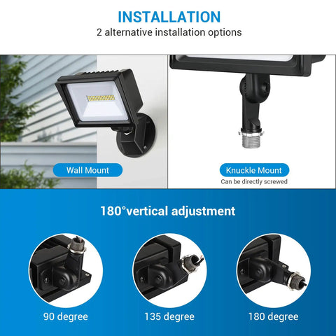 Two Pack 34W Outdoor LED Flood Lights With 3200 Lumens 5000K Brightness IP65 Waterproof Knuckle Mount Halogen Equivalent 400W