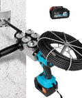 Heavy Duty Wall Mounted Wire Threader Featuring Six Beefy Guide Wheels And Thirty Meter Stringing Wire For A Zero Hassle Wiring Job with battery