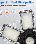 Super Bright 180W Garage Light Bulbs 18000 Lumens Of Daylight 6500K 6 Plus 1 Deformable Panel Design 360 Degree Illumination