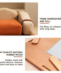 Close-up view of the Modern Wooden Pet Hangout Haven With Swinging Toy, Built Like A Tank Oak Veneer Sofa Bed, showing high quality rubber wood.