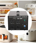 Heavy Duty 3000W Voltage Converter Transformer For 110V To 220V And 220V To 110V with multiple appliances in background