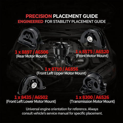 Straight Up Oem Fit Five Piece Engine And Transmission Mount Set For Honda Civic 1.6l Automatic 1996 To 2000 detailed placement guide.
