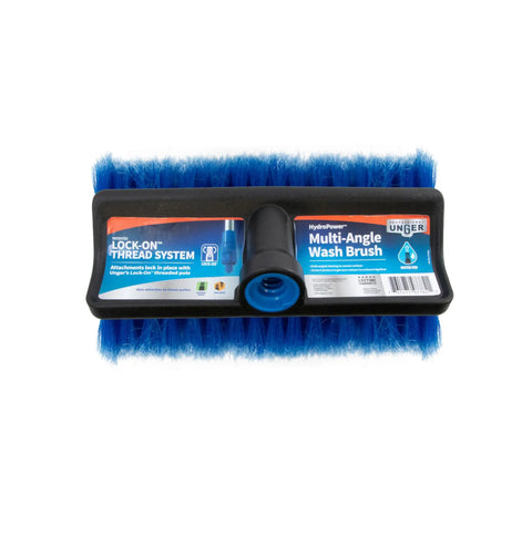 10 Inch Bi Level Soft Wash Brush Drops Onto Water Flow Poles Easily, Dual Tier Bristles with blue synthetic tips for gentle cleaning
